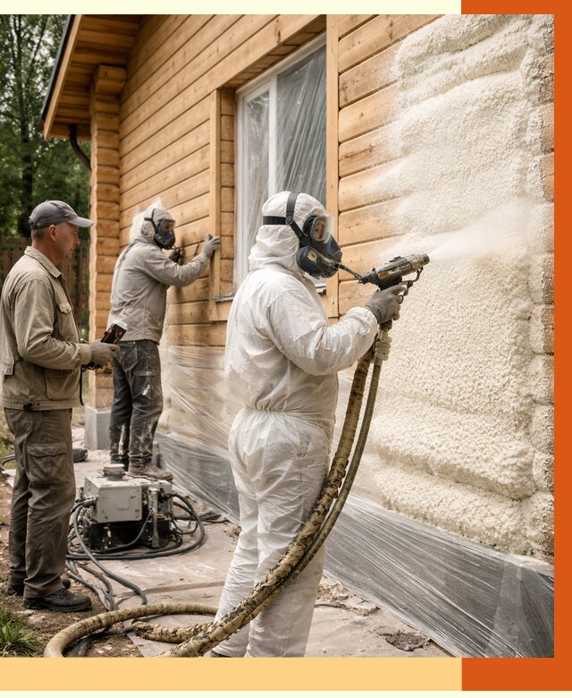 Утепление дома из бруса ППУ в Городце от 3897 руб/м2 под ключ | ТепломастерГрд