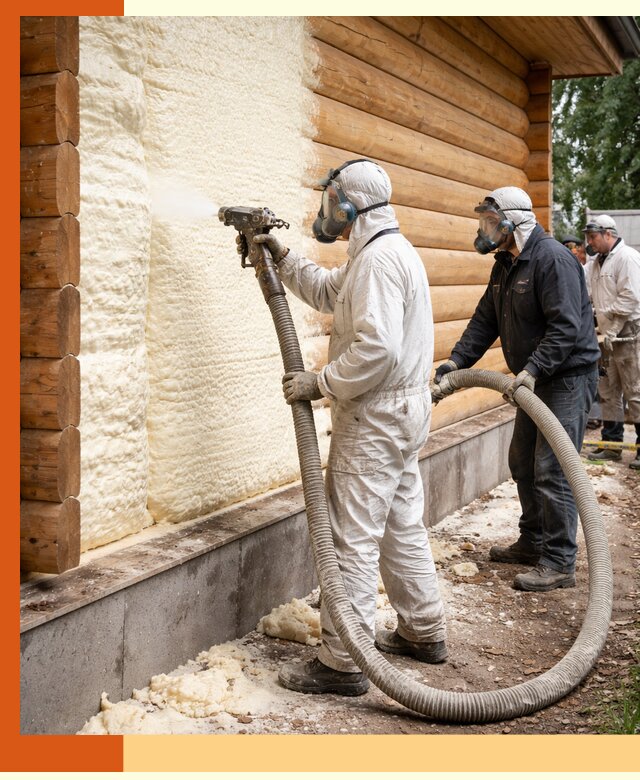 Утепление дома из бруса пенополиуретаном в Городце