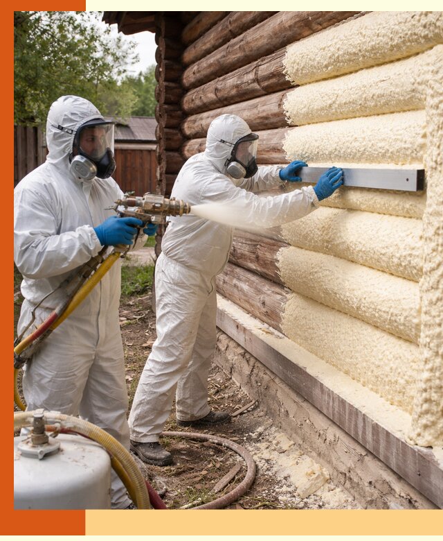 Утепление бревенчатого дома ППУ в Городце эффективной изоляцией