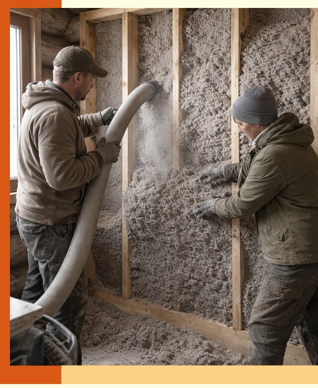 Утепление бревенчатого дома эковатой в Городце