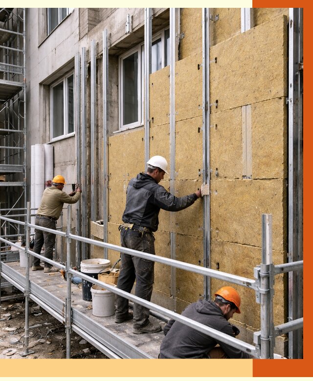 Утепление вентилируемого фасада в Городце от 5669 руб/м2 — монтаж и утепление вентфасад | ТепломастерГрд