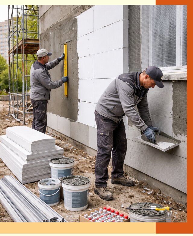 Утепление фасада и стен снаружи в Городце от 4252 руб. | ТепломастерГрд