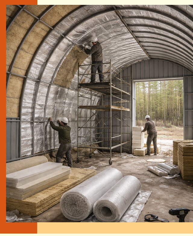 Утепление арочного ангара под ключ в Городце