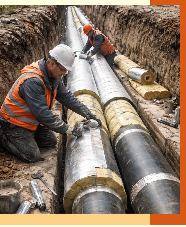 Утепление теплотрассы в Городце от 4555 руб./м2 — ппу и комплексная изоляция | ТепломастерГрд