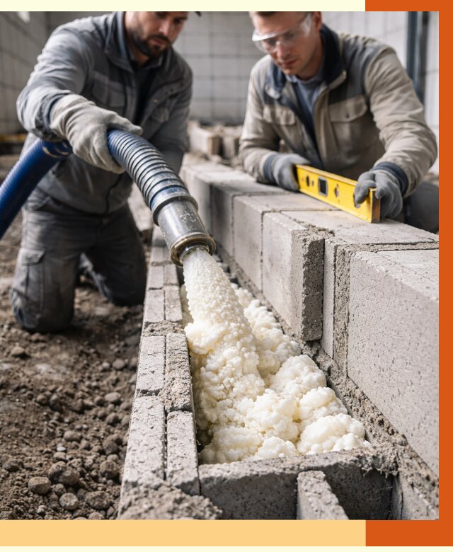 Заполнение колодцевой кладки ППУ в Городце от 4252 руб. за м2 | ТепломастерГрд