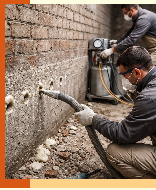 Заполнение колодцевой кладки ППУ в Городце быстро и герметично