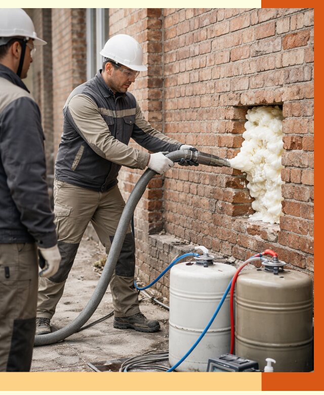 Заливка ППУ в пустоты кирпичной стены в Городце от 2784 руб. | ТепломастерГрд