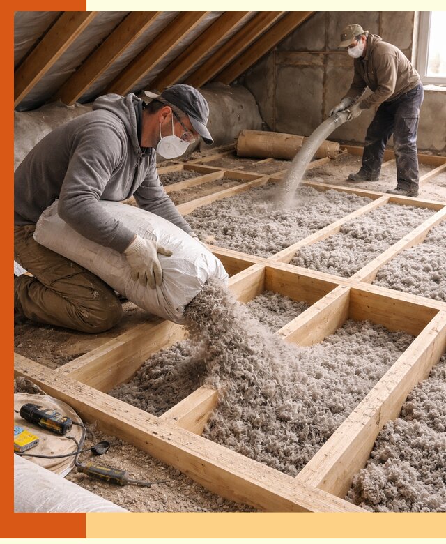 Заполнение полостей чердачного перекрытия в Городце качественно и надёжно