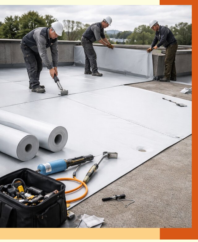 Гидроизоляция мембранной кровли в Городце от 7592 руб./м² — профессионально | ТепломастерГрд