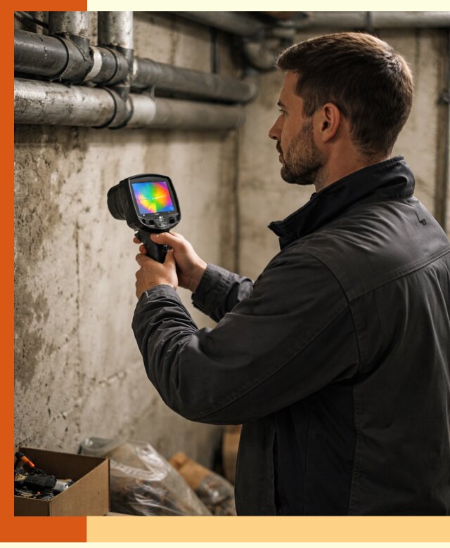 Тепловизионное обследование подвала в Городце для поиска утечек тепла