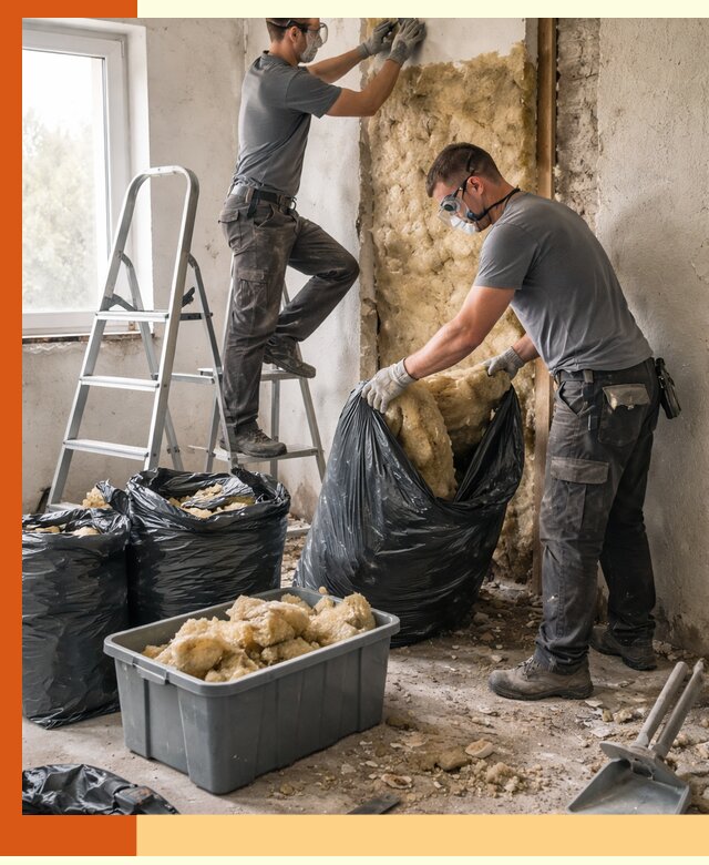 Демонтаж старого утеплителя и вывоз отходов в Городце